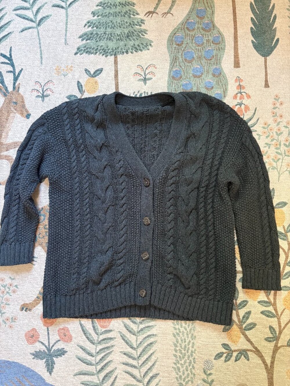 Quince oversized cable cardigan in charcoal gray
